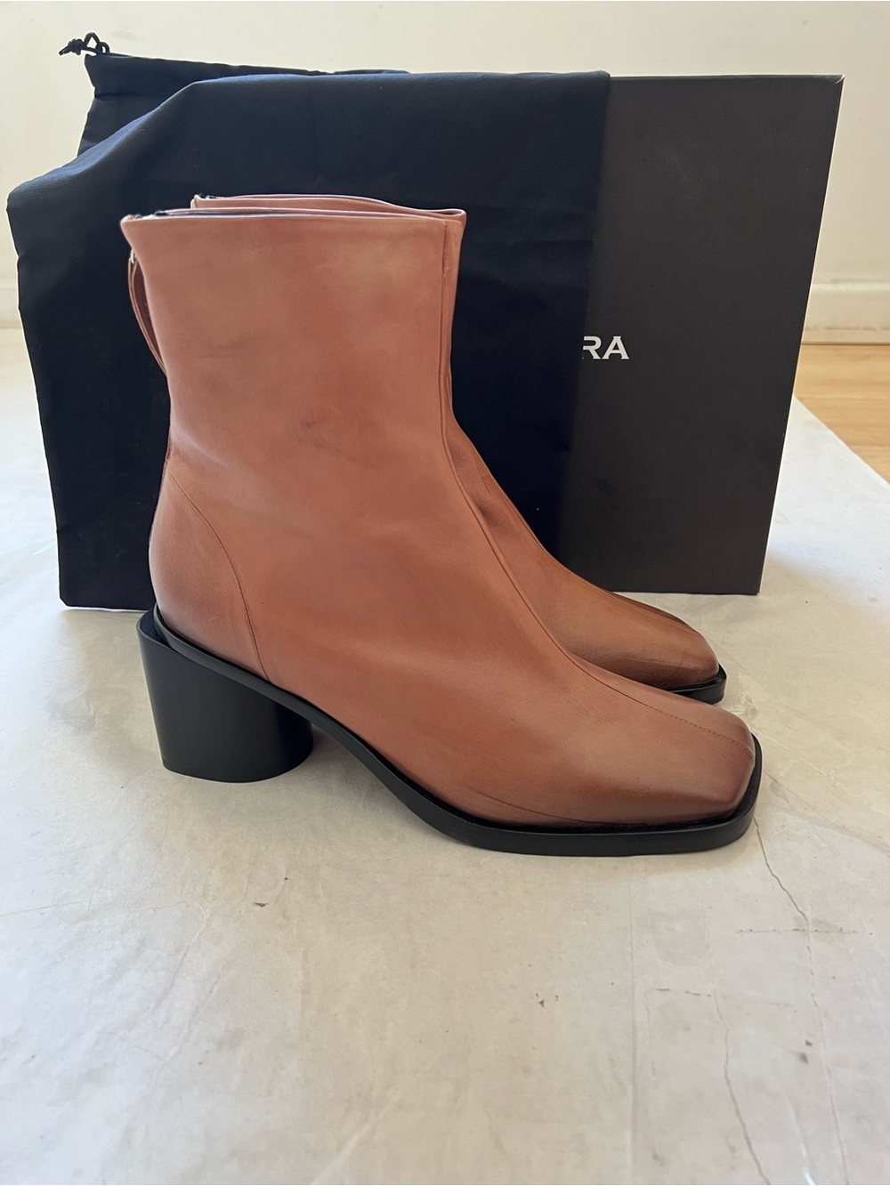 Halmanera Italian Leather Ankle Boots Heels Linda 13 Caramel Brown Size 40 US 10 - Picture 7 of 15